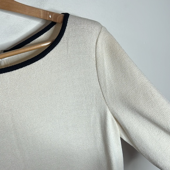 St. John Collection colorblock Santana knit cream navy midi dress size 12 - Picture 5 of 11
